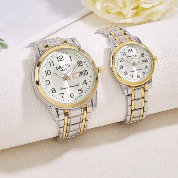 صيحات الموضة ،، طقم ساعة زوجين ، لامع ضد الماء ، ساعة كوارتز للنساء والرجال مقاومة للصدأ ،،هدايا للزوجين.