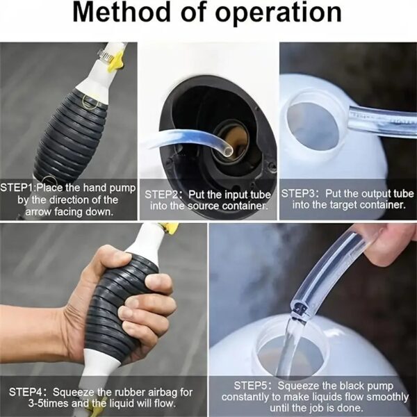 دليل مضخة نقل الوقود مضخة شفط يدوية مضخة نقل المياه مع خرطوم تسليم PVC للبنزين والديزل والسوائل والماء