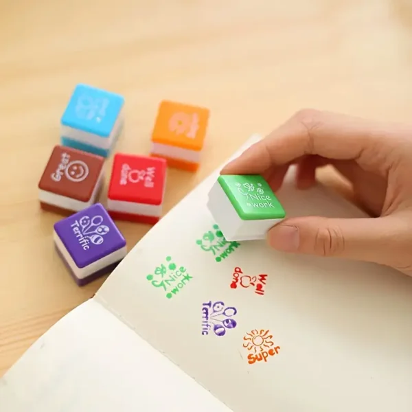 مجموعة من 6 طوابع للمعلمين، طوابع تحفيزية مستطيلة الشكل لتشجيع الطلاب في الفصول الدراسية، طوابع تعليقات الثناء التعليمية مع رسائل إيجابية، مادة ABS - مكافآت وملاحظات في الفصول الدراسية