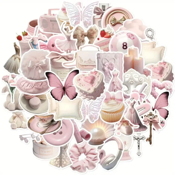 ملصقات الباليه الوردية اللطيفة من 50 قطعة - ملصقات مكافآت للحفلات - ملصقات جمالية للكشط - زجاجات مياه DIY، أجهزة كمبيوتر محمولة، أمتعة - ملصقات مقاومة للماء - هدايا مثالية للعطلات