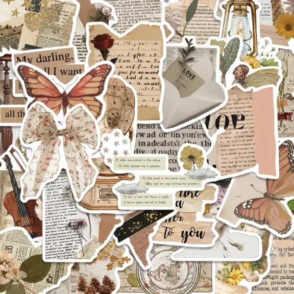 مجموعة ملصقات مجمعة جمالية عتيقة من GUTBD مكونة من 30 قطعة، ملصقات PVC إبداعية مقاومة للماء لحافظات الهواتف وأجهزة الكمبيوتر المحمولة، ملصقات فنية للاستخدام الفردي مع اقتباسات ملهمة وفراشات، للأعمار من 14 عامًا فما فوق، من GUTBD