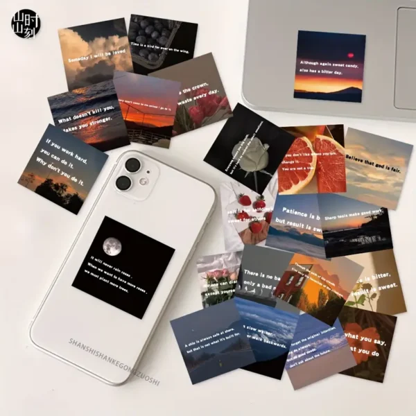 50 قطعة من ملصقات المناظر الطبيعية ذات القيمة العالية لحالات الهواتف النقالة، والآيباد، وتسميات المكاتب