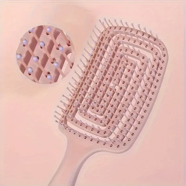 مشط شعر مكثف للنساء - كبير منحني، تصميم تدليك فروة الرأس ووسادة هوائية للمرديان مع شعيرات مطاطية لجميع أنواع الشعر