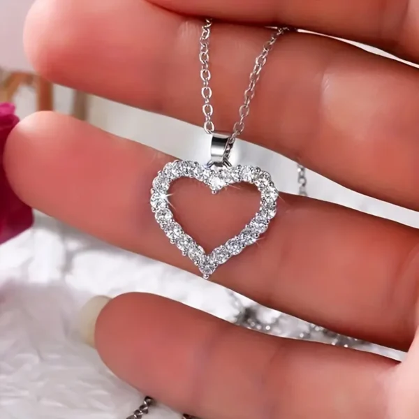 1 قطعة قلادة حب فضية كاملة من حجر الراين بالكامل، قلادة من الفولاذ المقاوم للصدأ النساء