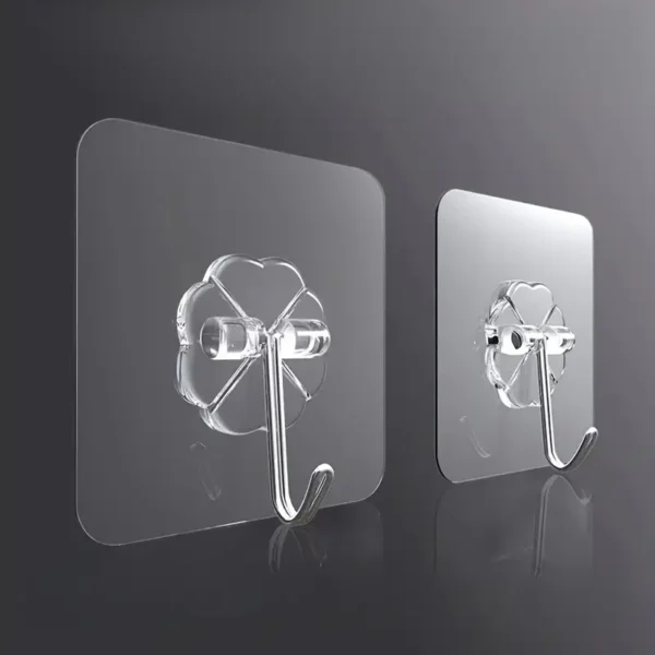 10 قطع خطافات شفافة سهلة التركيب - لاصق قوي، خطافات جدارية بلاستيكية بدون حفر للمطبخ والحمام