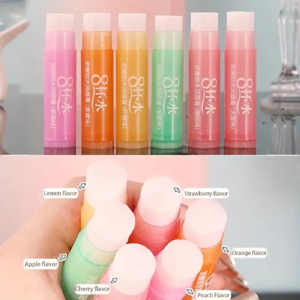 مجموعة بلسم شفاه فاكهي، 6 قطع/مجموعة، ترطيب يدوم طويلاً