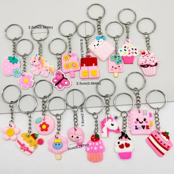 20 قطعة من هدايا الحفلات على شكل سلسلة مفاتيح كرتونية ، حلقة مفاتيح صغيرة لطيفة لجوائز الفصول الدراسية ، هدايا حفلات ، لوازم حشوات حقيبة الأشياء الجيدة