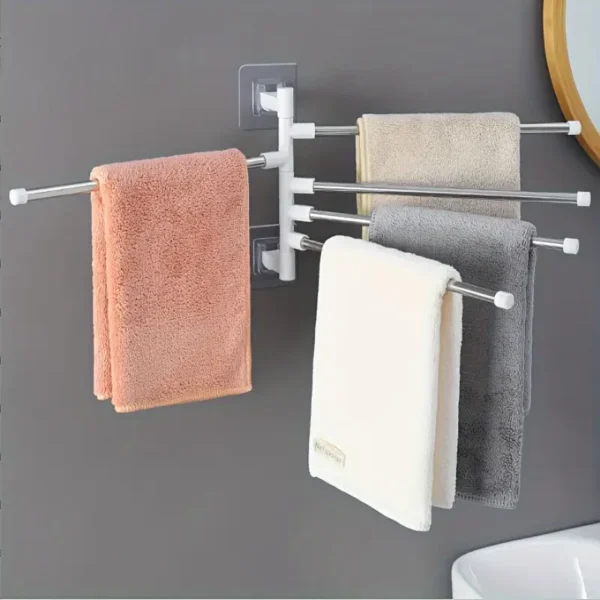 رف مناشف من الفولاذ المقاوم للصدأ يوفر المساحة مع كوب شفط - مثبت على الجدار، رف منظم للحمام بدون حفر للمناشف ومستلزمات الحمام، حل تخزين معدني متين